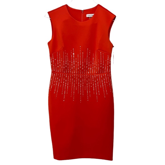 Calvin Klein Dresses & Skirts - Calvin Klein Hand Beaded Cocktail, Formal Orange Dress size 8. Brand new!